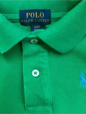 Ralph Lauren Green Polo Shirt with Blue Pony - Kids
